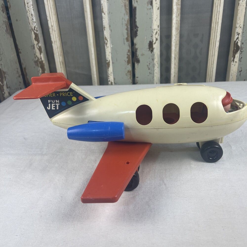 1970s Fisher Price Vintage Little People Fun Toy Jet Airplane Plane  Toy - Picture 5 of 10